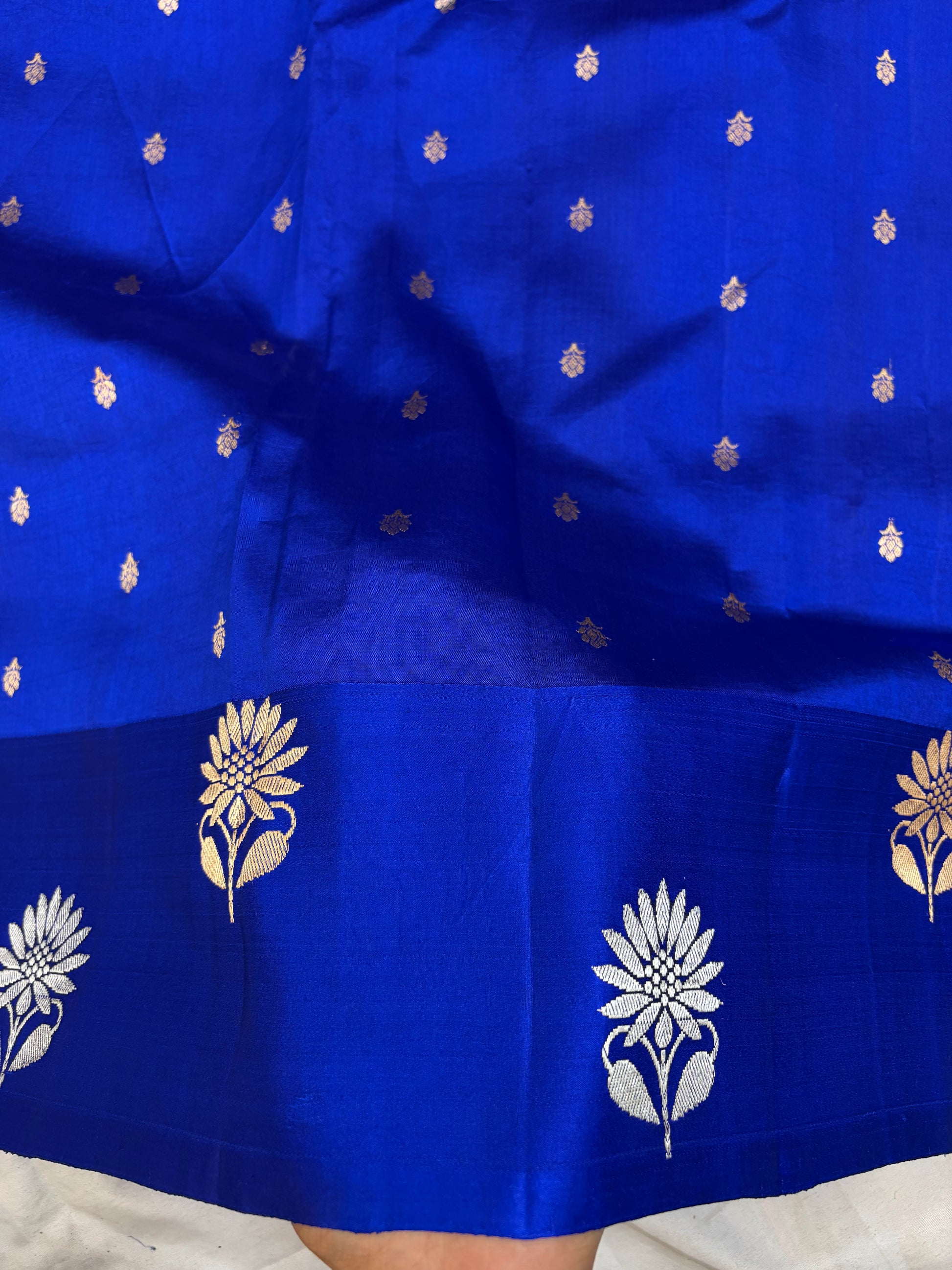 Pure raw mango saree in royal blue colour