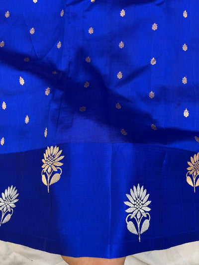 Pure raw mango saree in royal blue colour