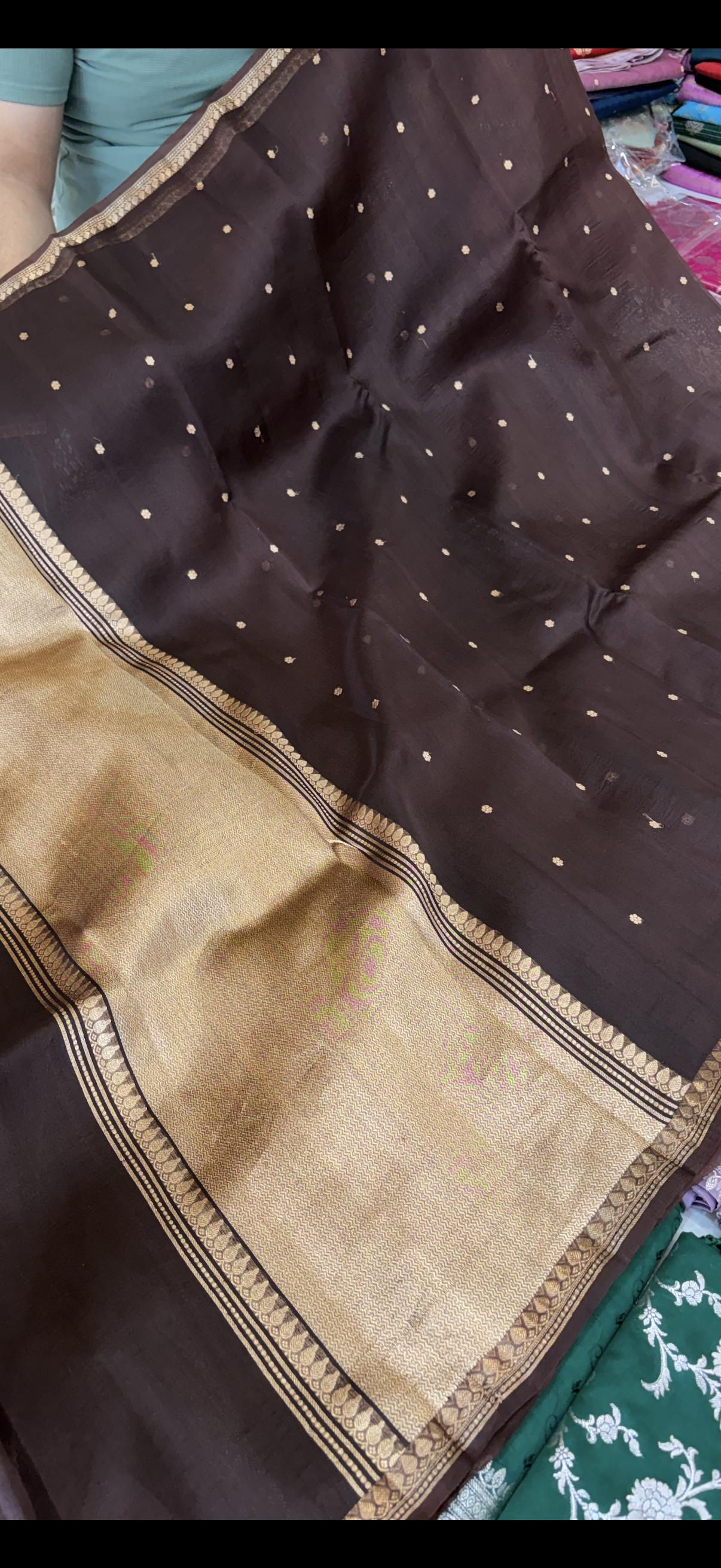 Pure handloom Kora silk saree in brown colour