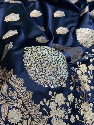 Beautiful Mashru silk saree in navy blue colour