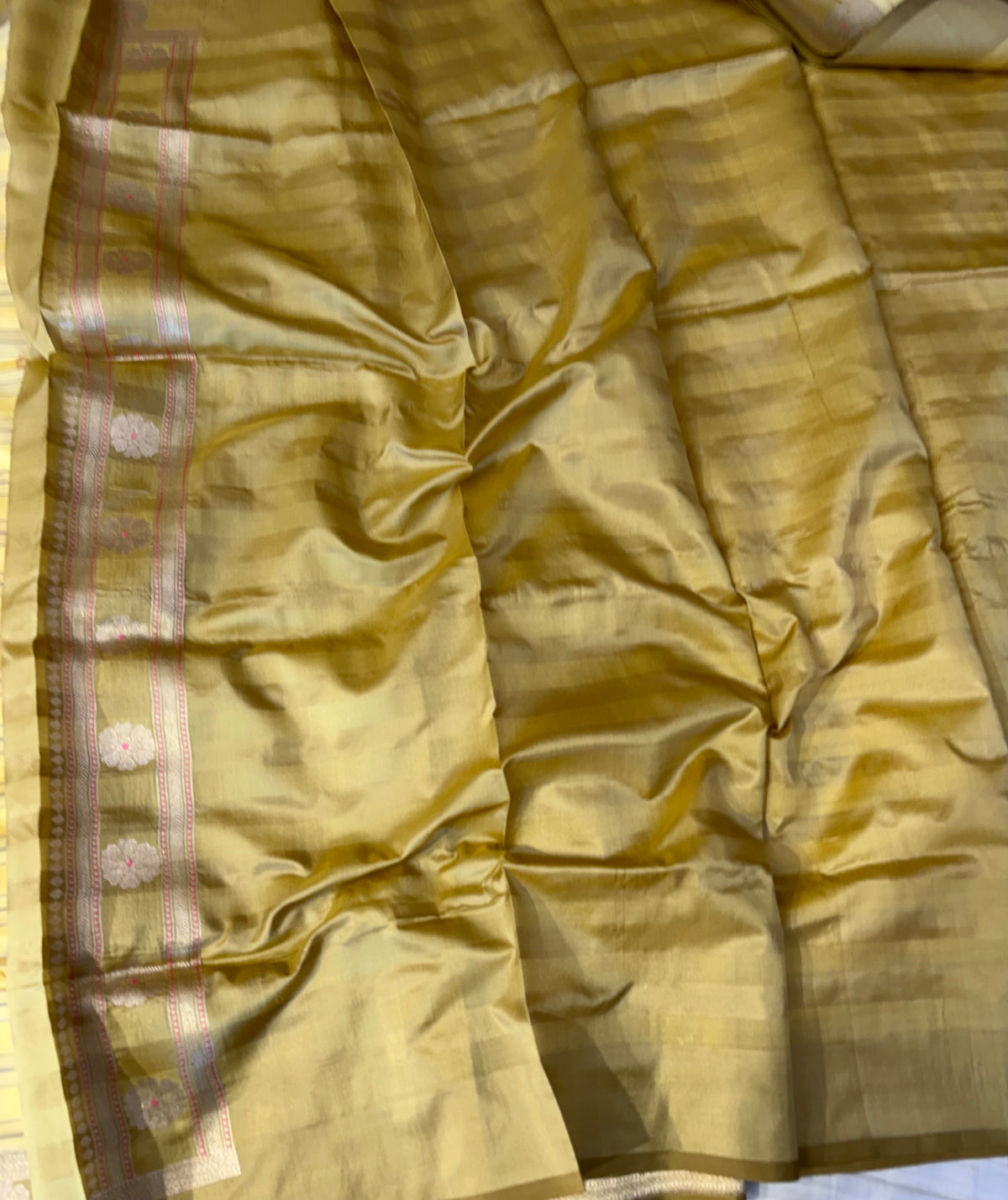 Handwoven pure Kora katan silk saree