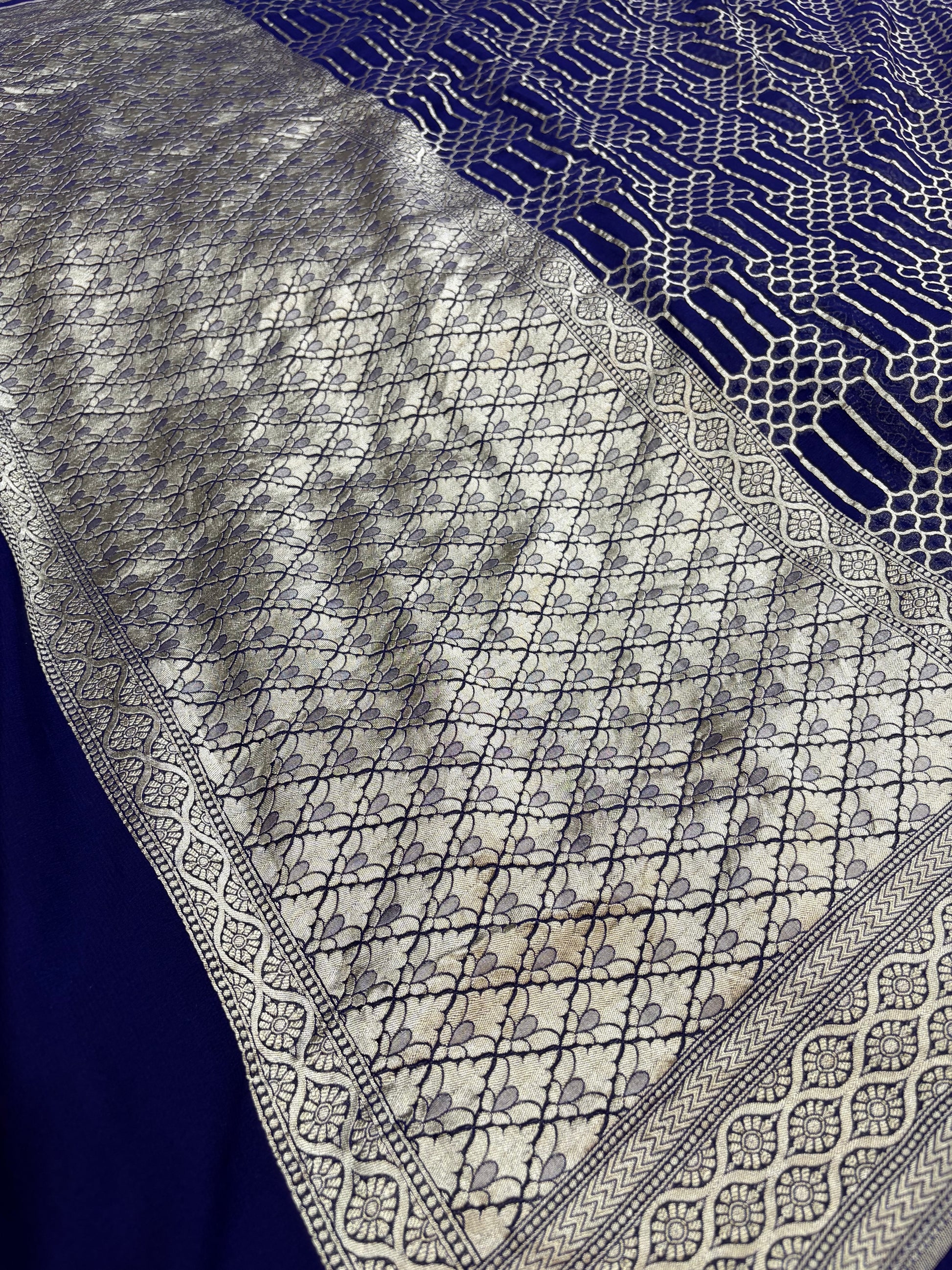 Pure georgette silk saree in navy blue colour