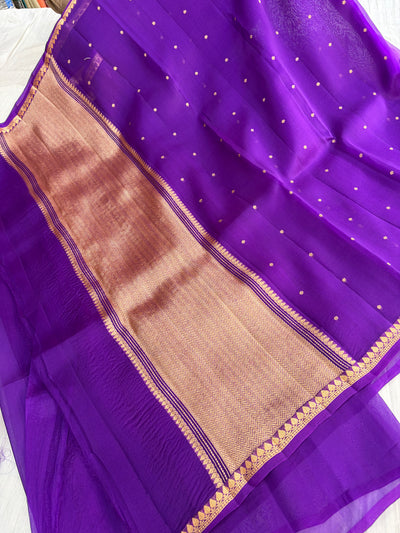 Pure handloom organza silk saree in purple colour