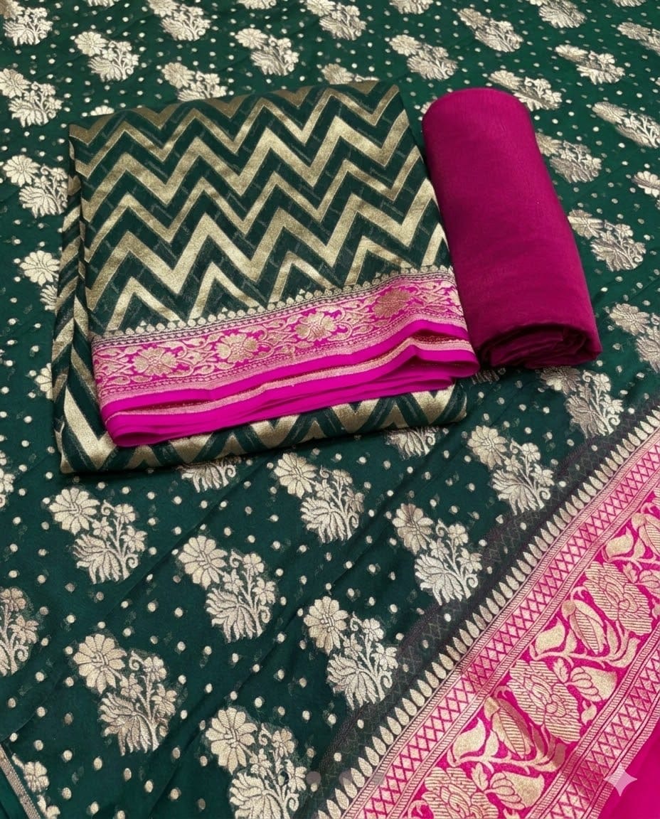 Pure handloom Georgette Suit Set