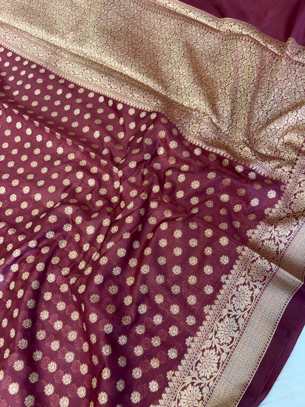 Banarasi georgette silk saree in Wine colour