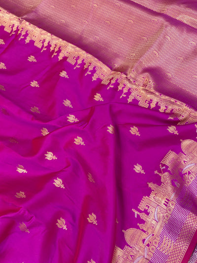 Banarasi soft katan silk saree in Magenta colour