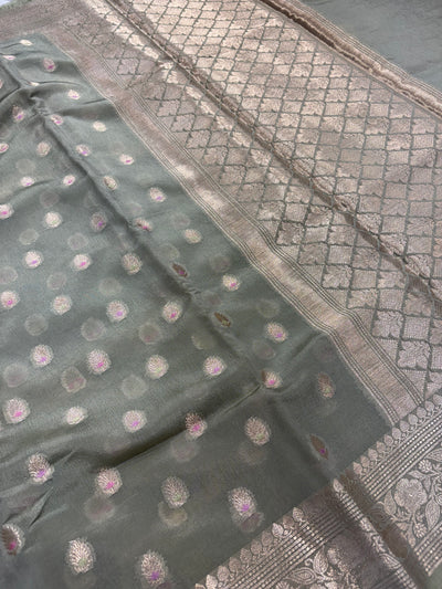 Banarasi semi georgette silk saree in Grey colour