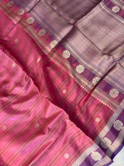 Handwoven pure Kora katan silk saree