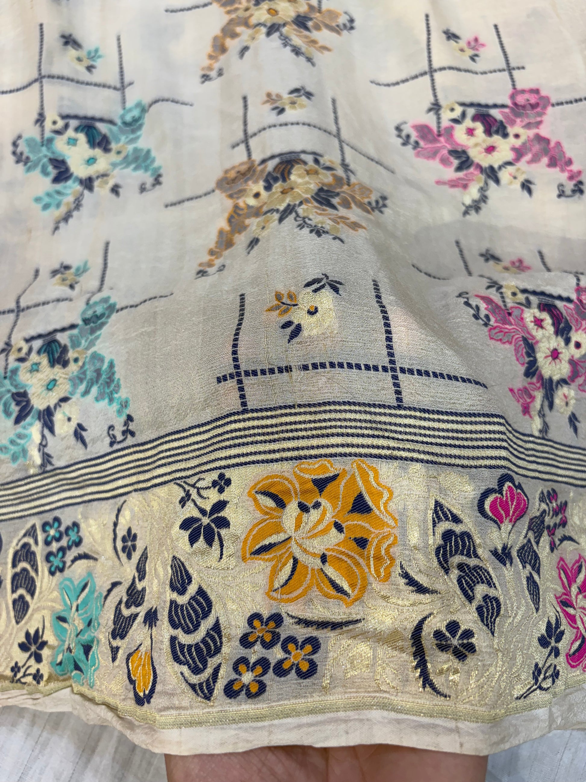 Banarasi pure Tussar Georgette silk saree with multiple meenakari work