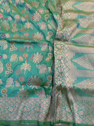 Beautiful Premium katan silk saree in light mint green colour