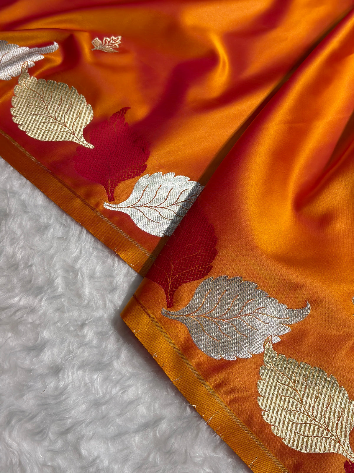 Beautiful Mashru silk saree in orange