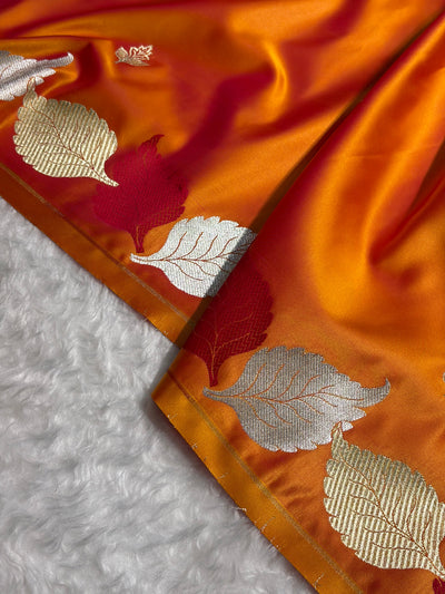 Beautiful Mashru silk saree in orange