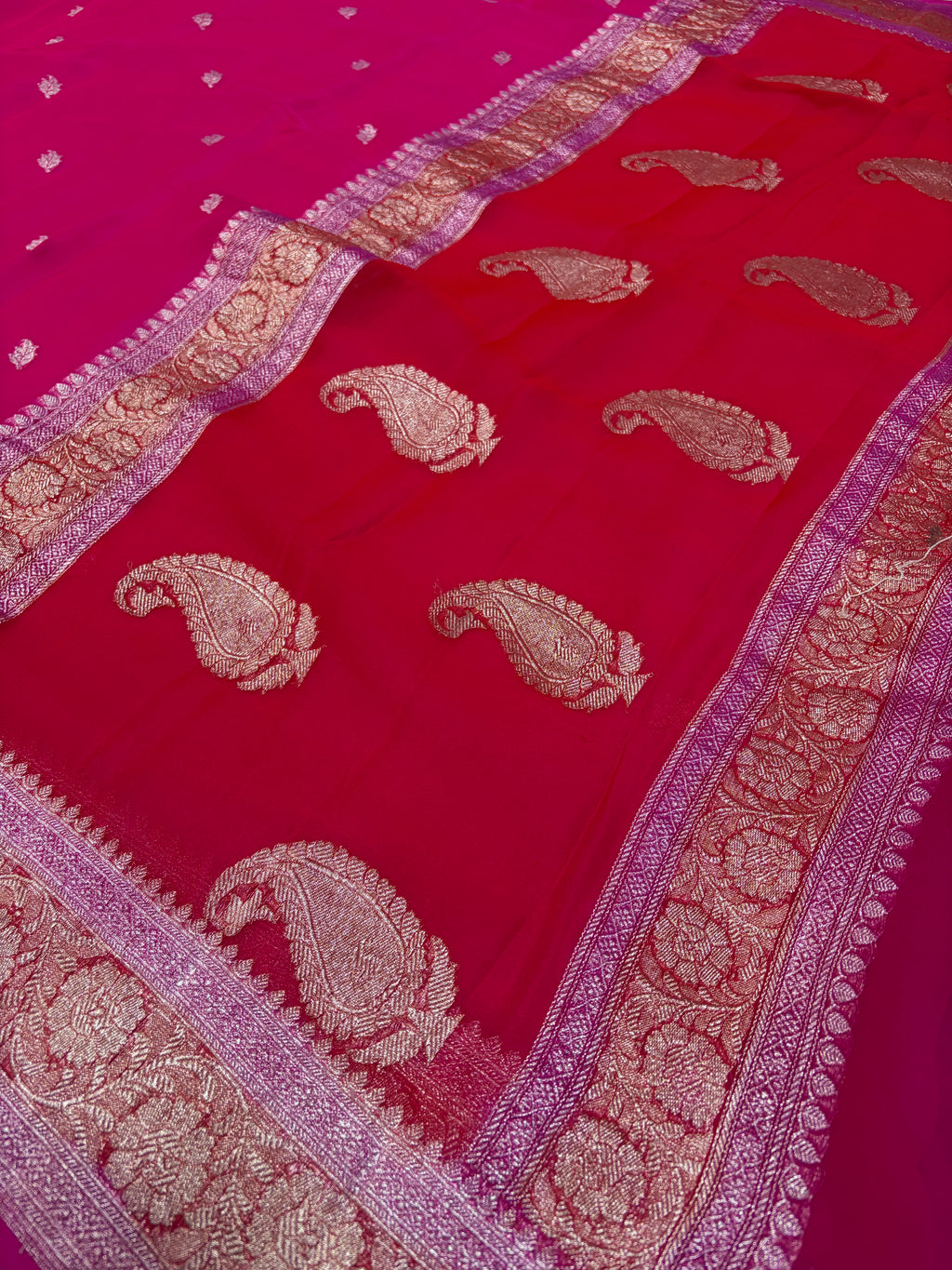 Banarasi khaddi chiffon saree in 3D colour