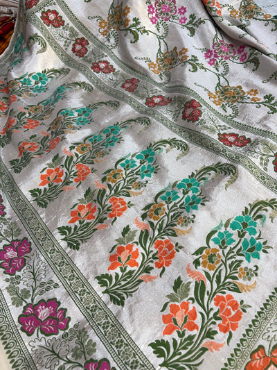 Banarasi pure Tussar Georgette silk saree with multiple meenakari work