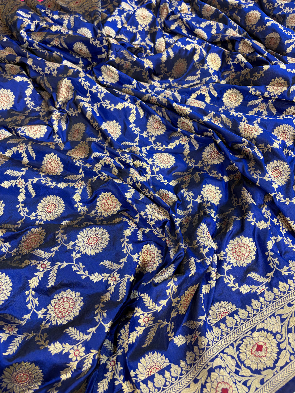 Pure katan silk saree in royal blue colour