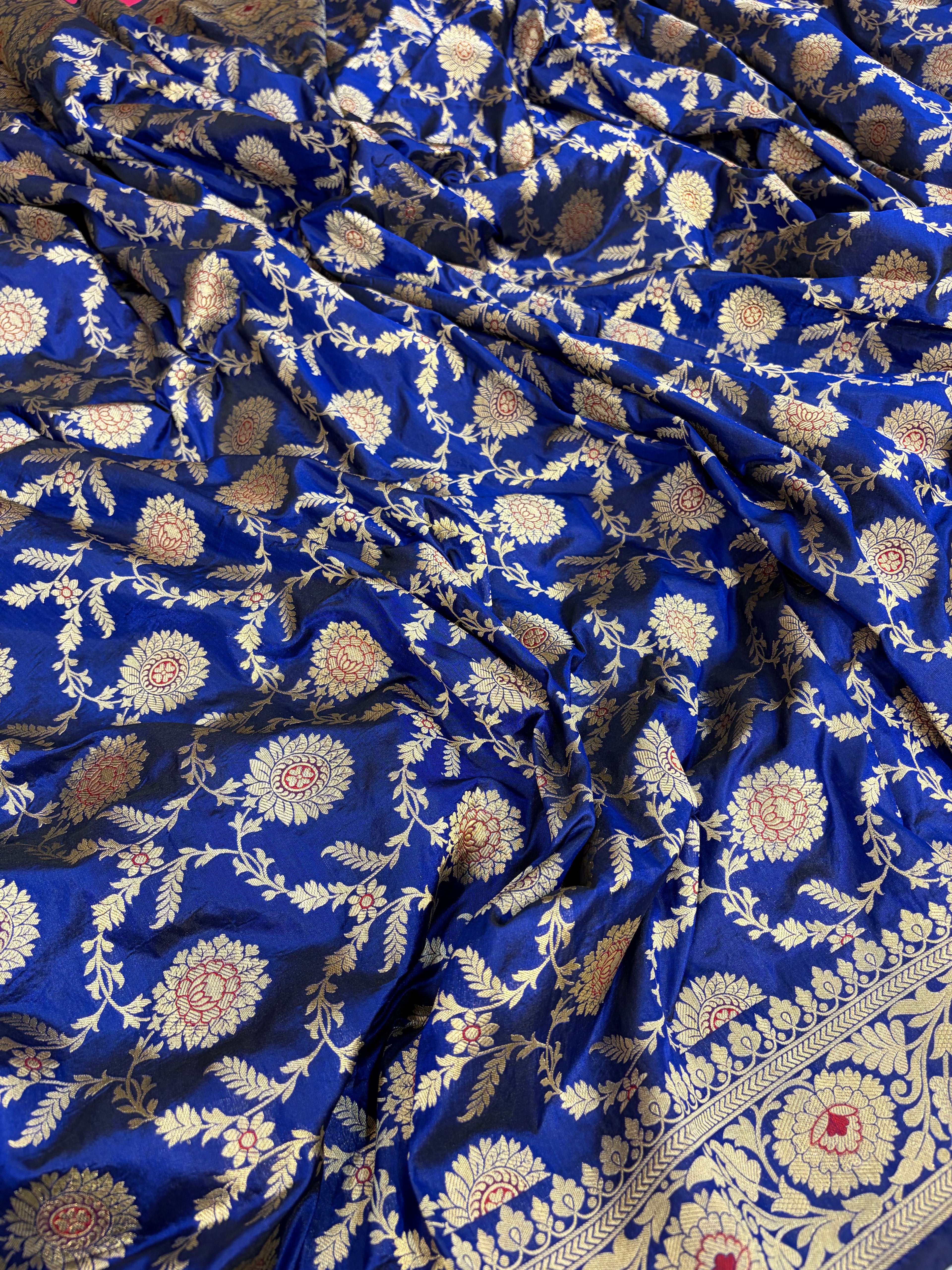 Pure katan silk saree in royal blue colour