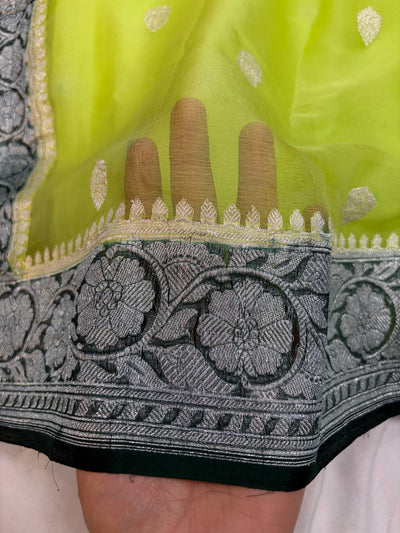 PURE KHADDI CHIFFON SILK SAREE IN DUAL COLOUR