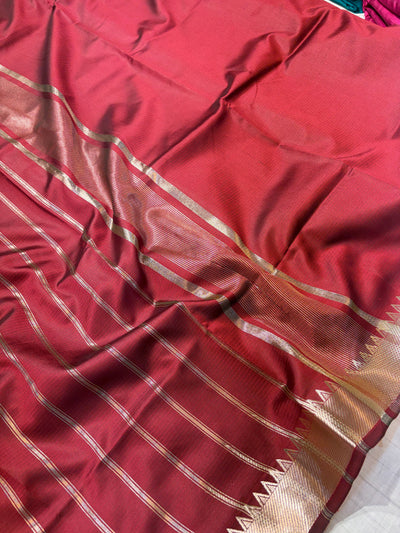 Banarasi soft silk saree in maroon colour
