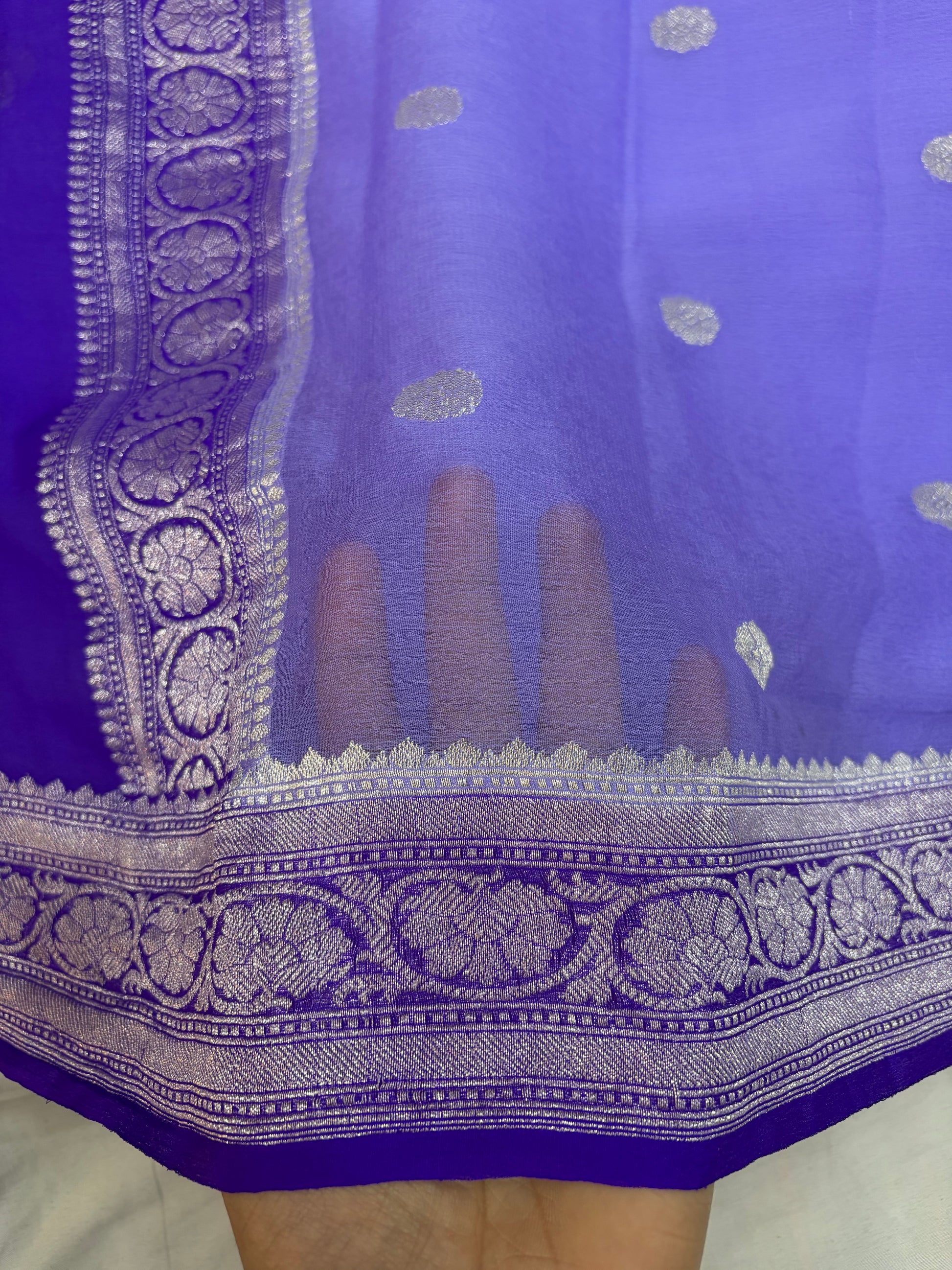 PURE KHADDI CHIFFON SILK SAREE IN DUAL COLOUR