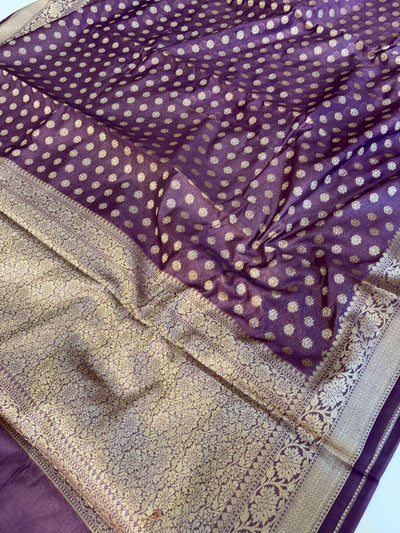 Banarasi georgette silk saree in dark lavender colour
