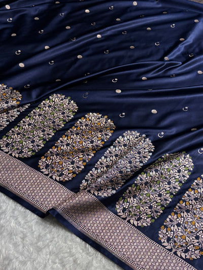 Beautiful Mashru silk saree in Navy blue colour