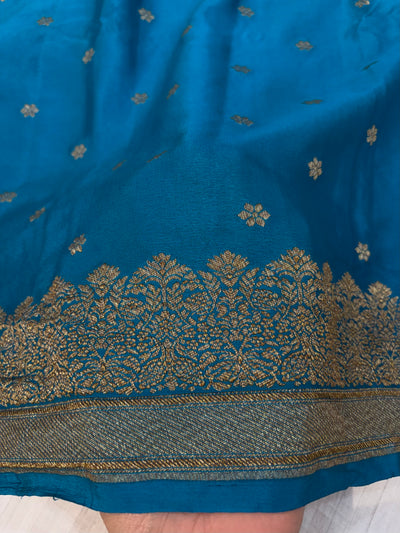 Pure khaddi crepe silk saree in German blue colour