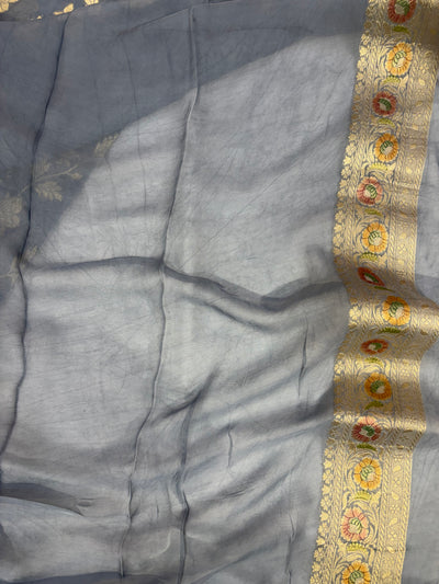 Beautiful grey colour georgette silk saree
