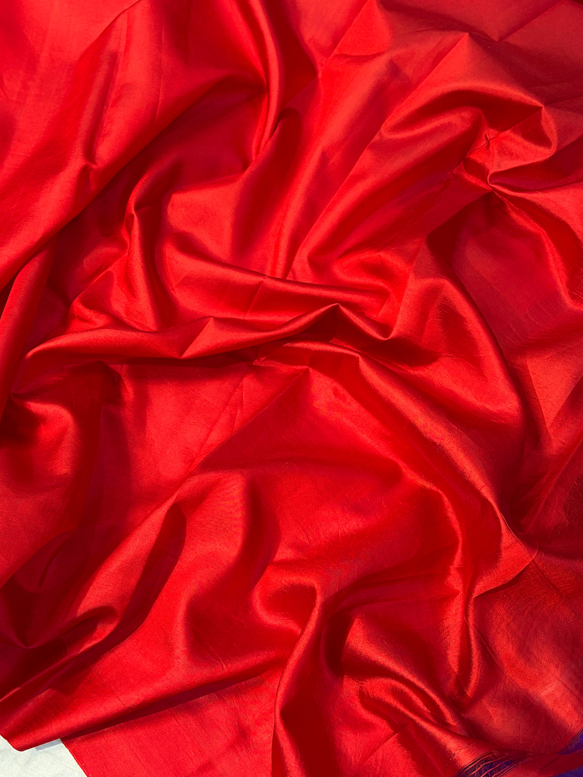 Pure handwoven raw mango saree in red colour