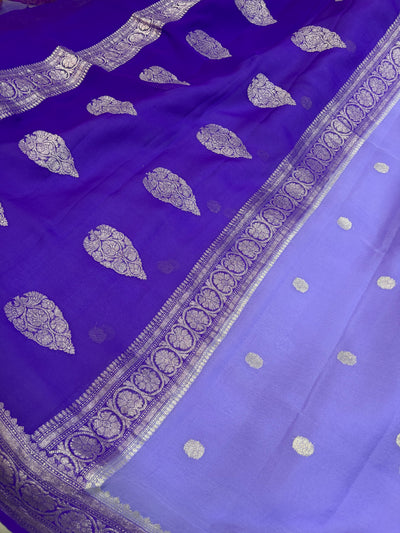 PURE KHADDI CHIFFON SILK SAREE IN DUAL COLOUR