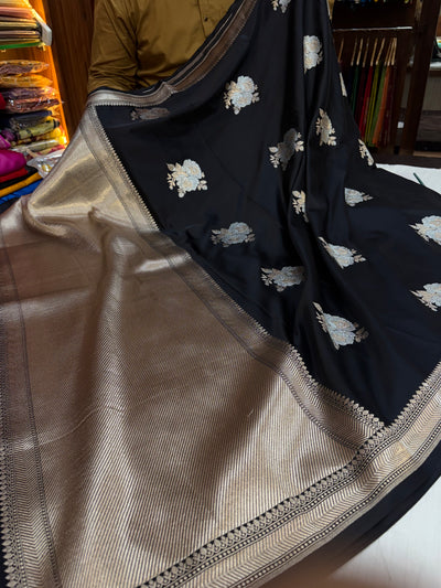 Beautiful Black mulberry silk saree