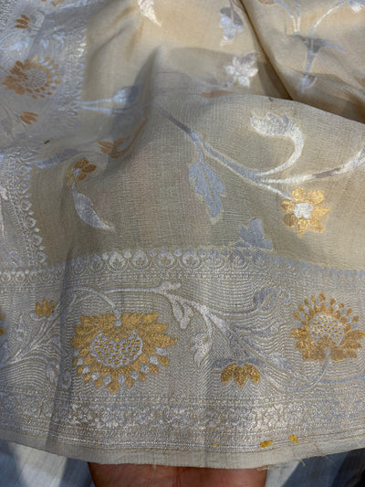 Banarasi pure Tussar Georgette silk saree with multiple meenakari work