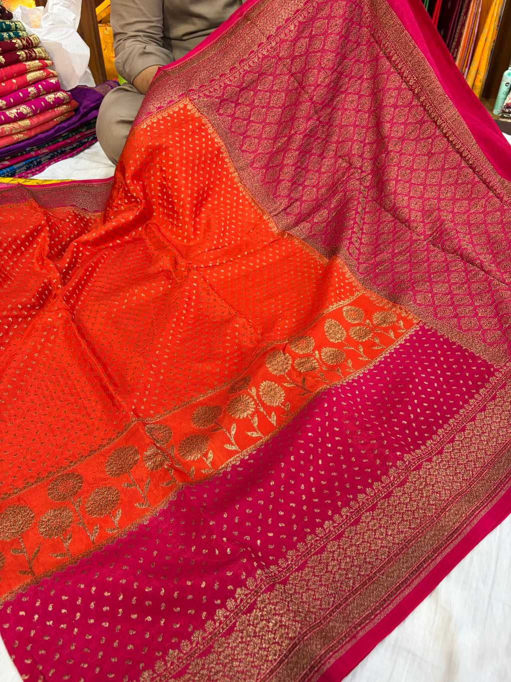Beautiful Banarasi crepe silk saree