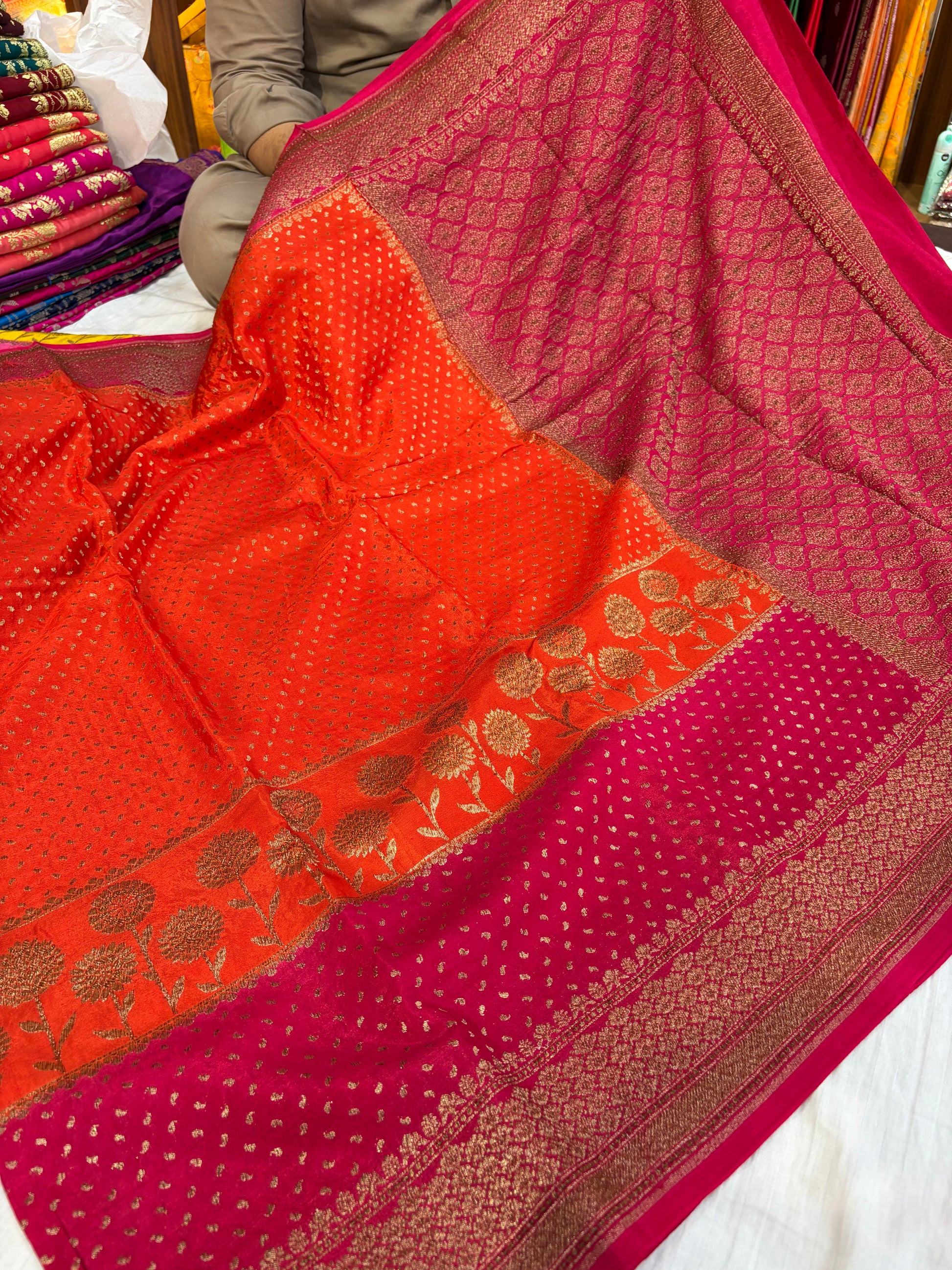 Beautiful Banarasi crepe silk saree