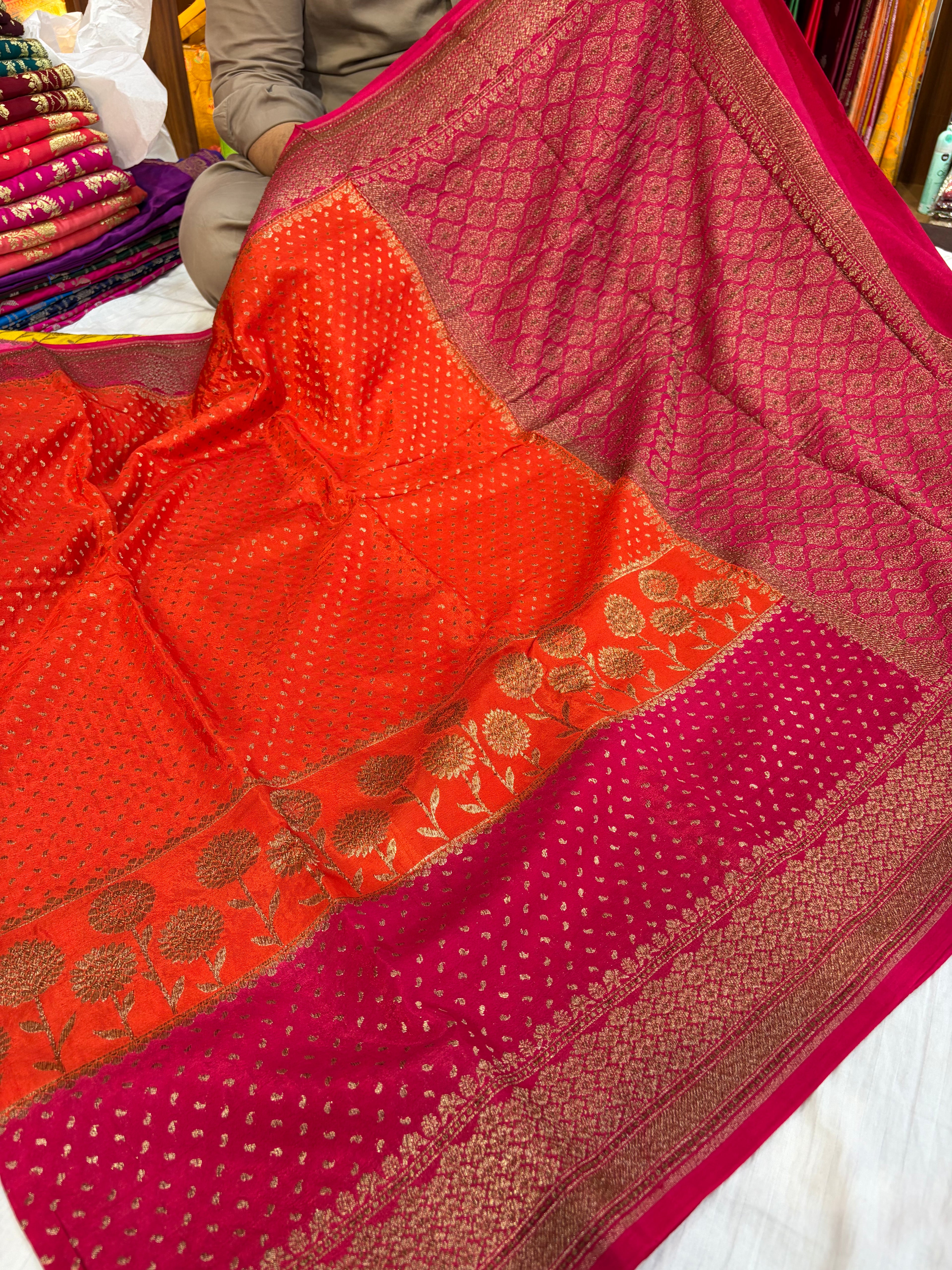 Beautiful Banarasi crepe silk saree