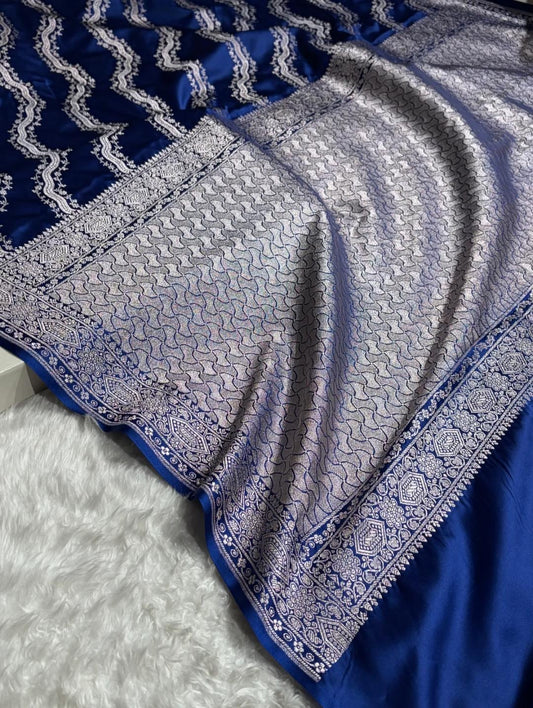 Beautiful Mashru silk saree in Royal blue colour