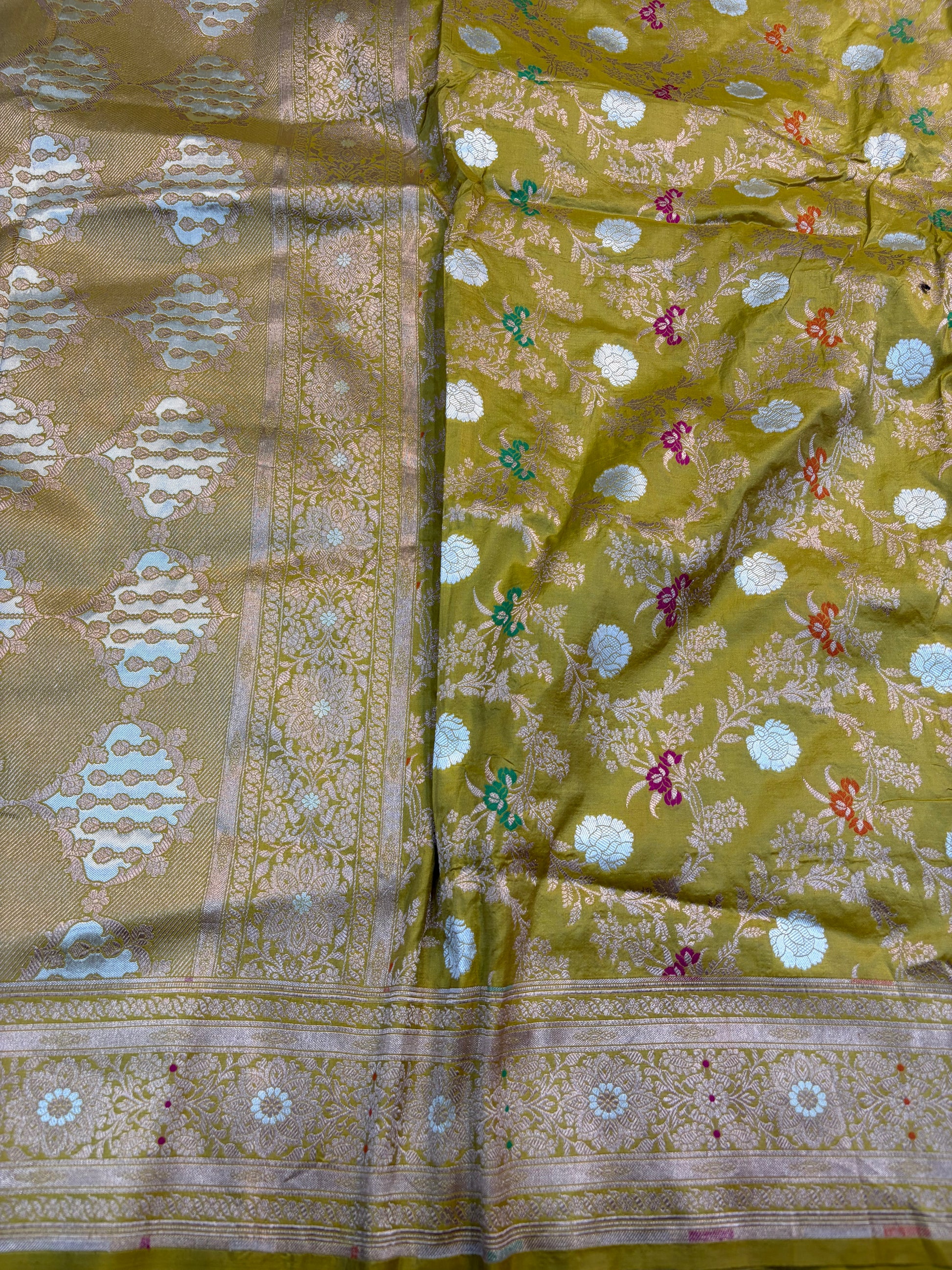 Beautiful Premium katan silk saree in olive colour