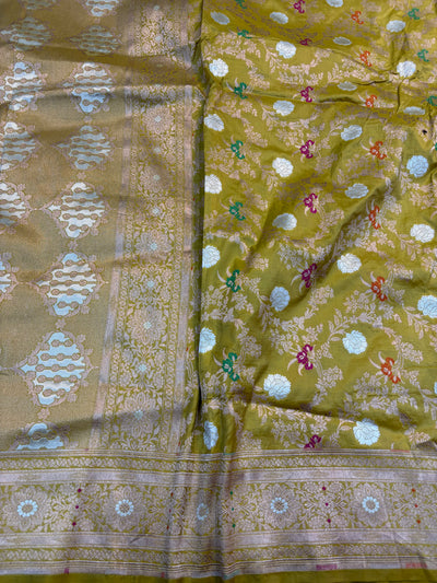 Beautiful Premium katan silk saree in olive colour
