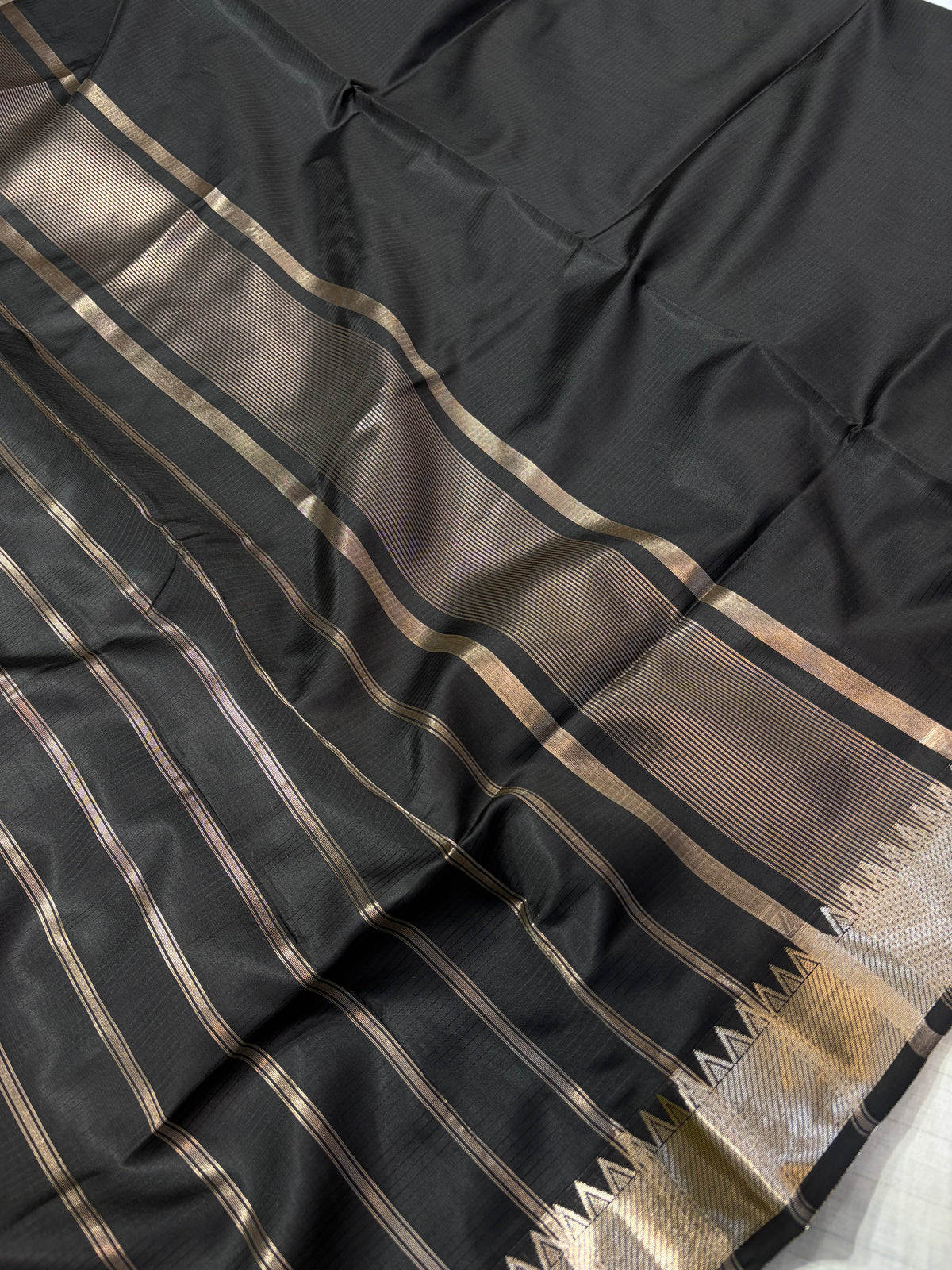 Banarasi soft silk saree in black colour