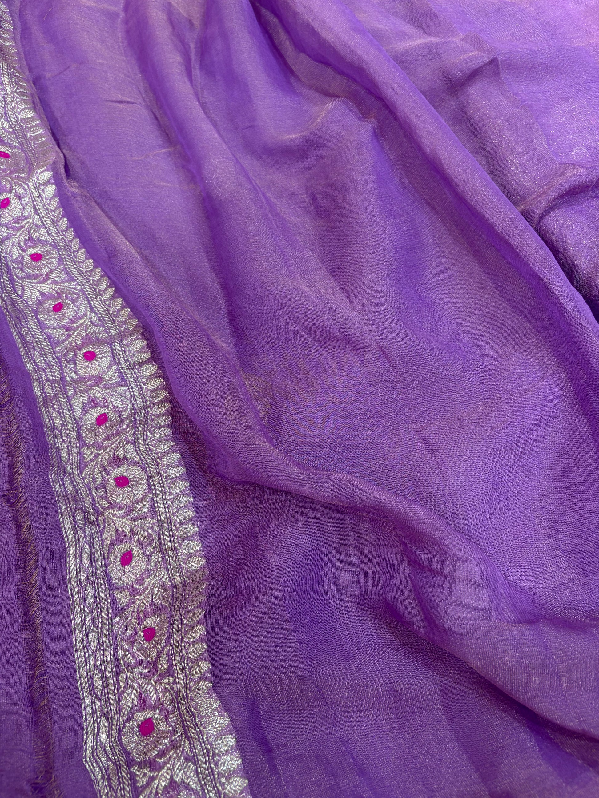 PURE KHADDI TISSUE SILK SAREE IN SMILEY PURPLE  COLOUR
