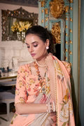 Peach Pure Georgette Weightless Flower Printed Georgette Saree