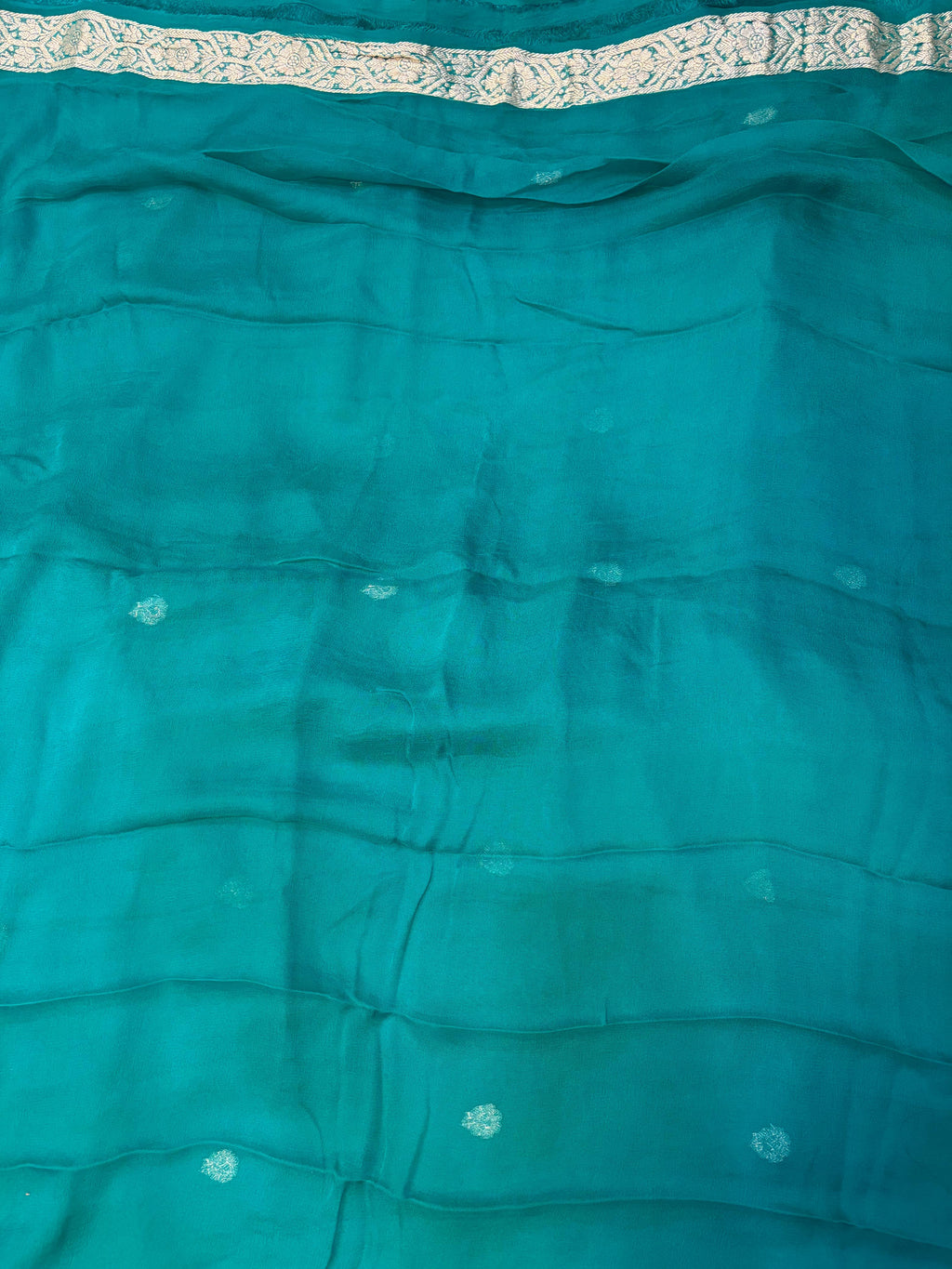 Pure Khaddi Chiffon Banarasi Border Booti Saree