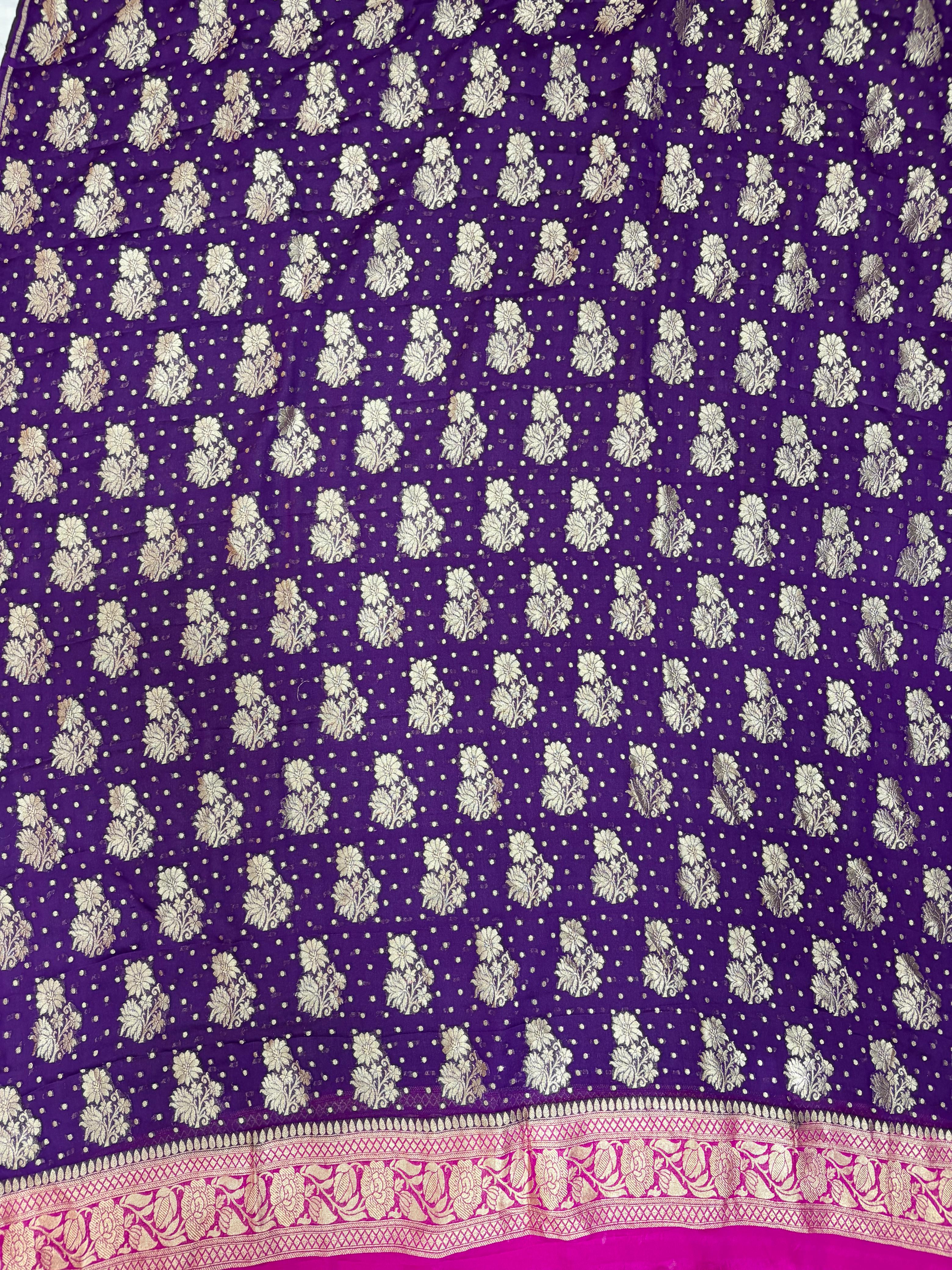 Rani & Purple Contrast Pure Georgette Suit Set