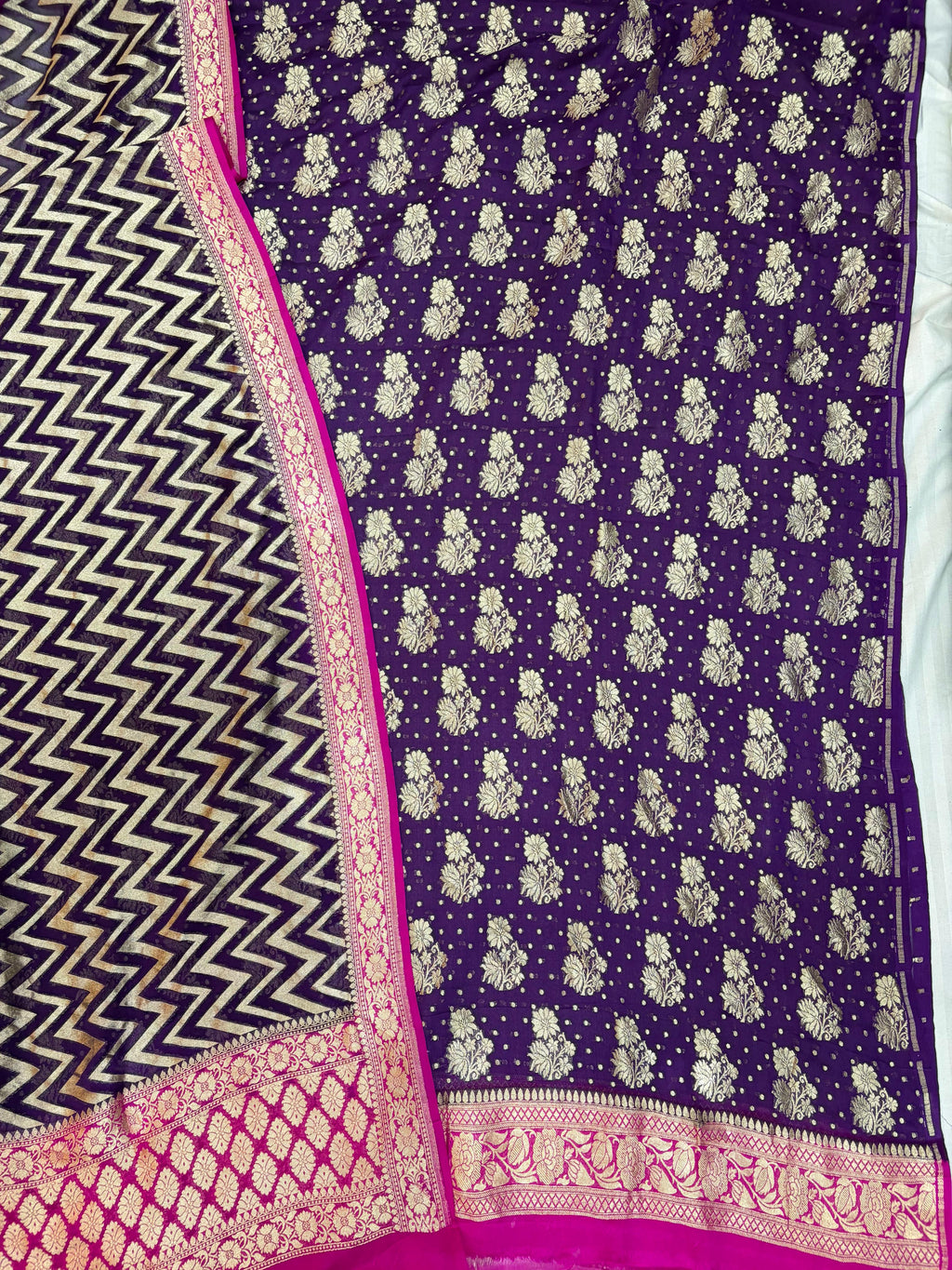 Rani & Purple Contrast Pure Georgette Suit Set