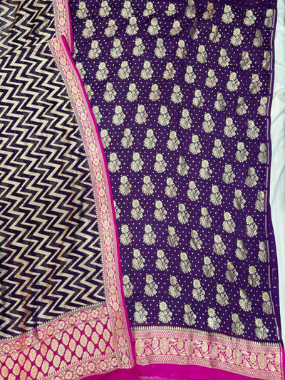 Rani & Purple Contrast Pure Georgette Suit Set
