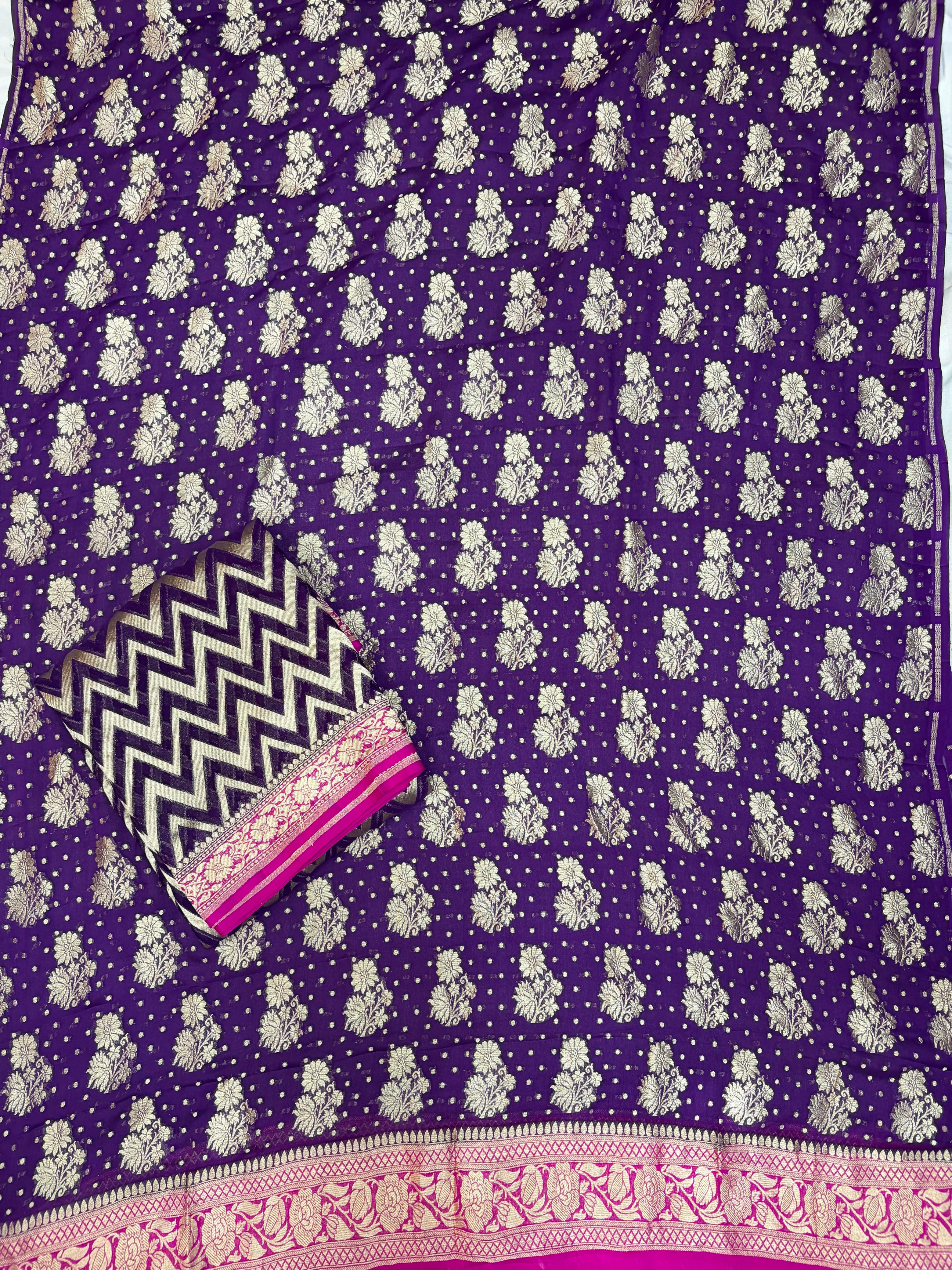 Rani & Purple Contrast Pure Georgette Suit Set