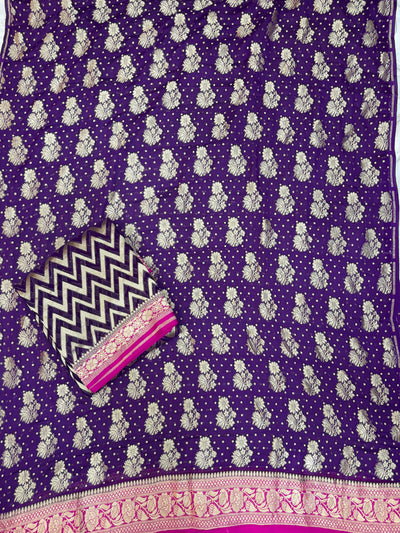 Rani & Purple Contrast Pure Georgette Suit Set