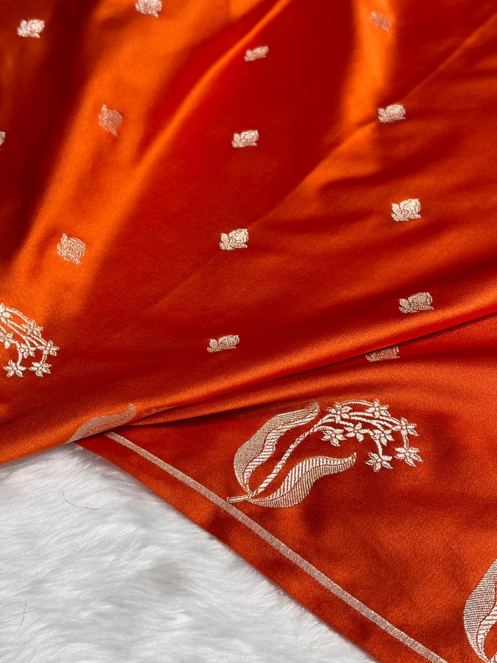 Orange Mashru Silk Saree With Zari Boota Border Booti Saree