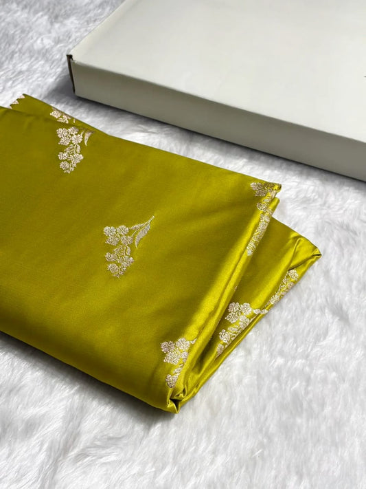 Parrot Mashru Silk Zari Banarasi Border Boota Saree