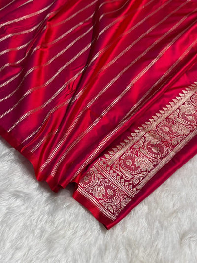 Rani Mashru Silk Zari Banarasi Border Boota Saree