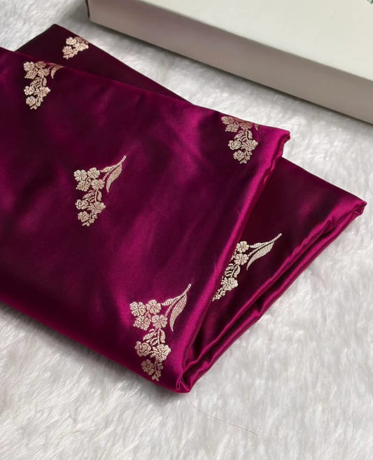 Dual Shade Purple Mashru Silk Zari Banarasi Border Boota Saree